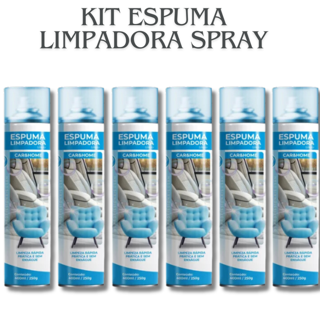 Kit 3 ou 6 Unidades Espuma Mágica  Limpa tenis Limpadora a seco Spray para Carro e Casa 400ml Etaniz