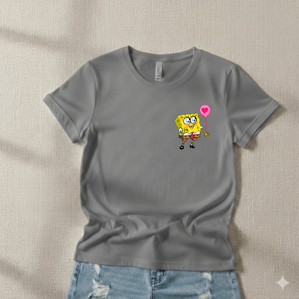 Camiseta Bob Esponja Balão Unissex Delicada Blusa 100% Algodão Envio Rápido