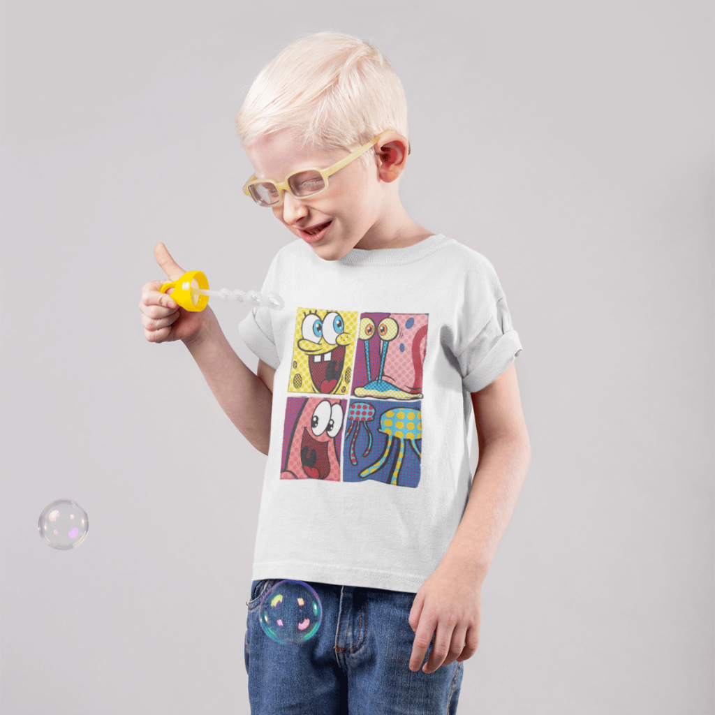 Camiseta Infantil Anime Bob Esponja Desenho Animado Moda Infanto-Juvenil Blusa Casual Unissex 100% Algodão