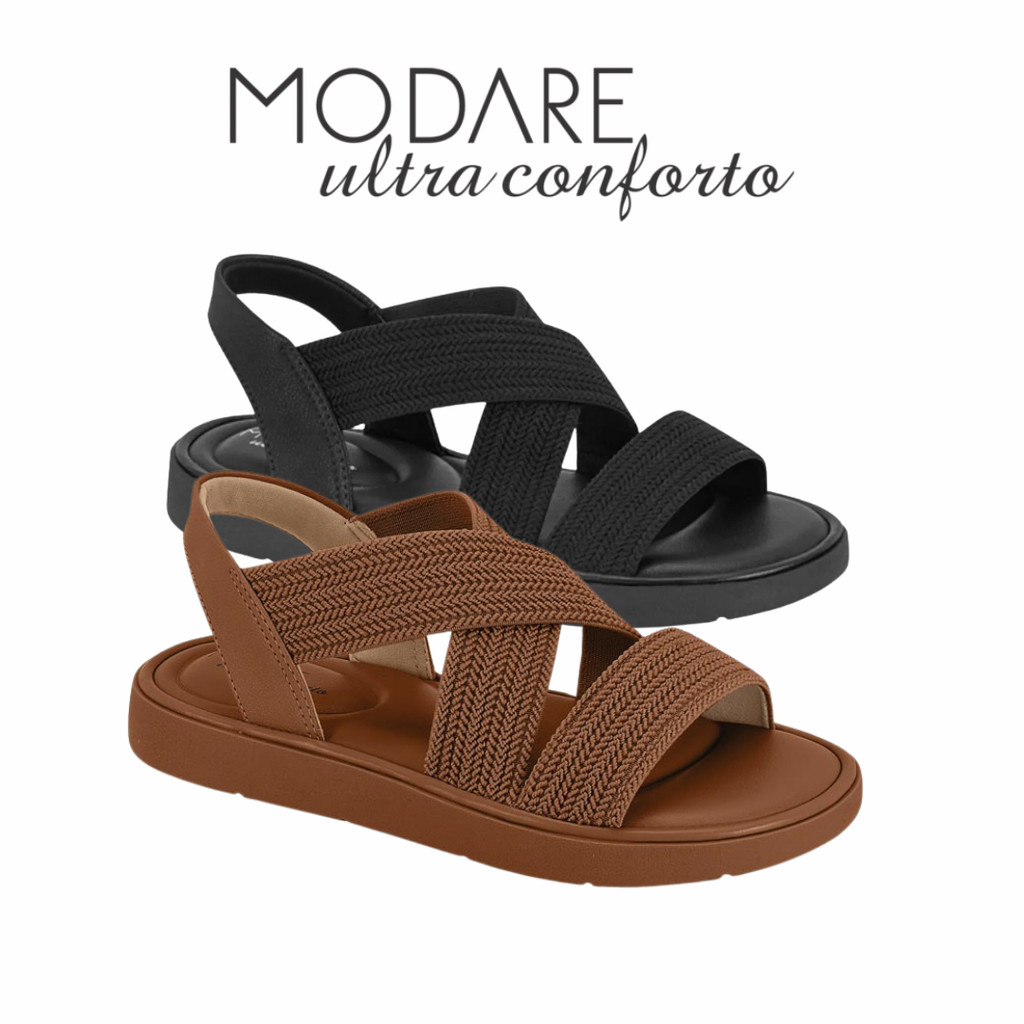 Sandália Modare Ultraconforto 7208.105 Feminina Tiras Elásticas Solado Macio Confortável