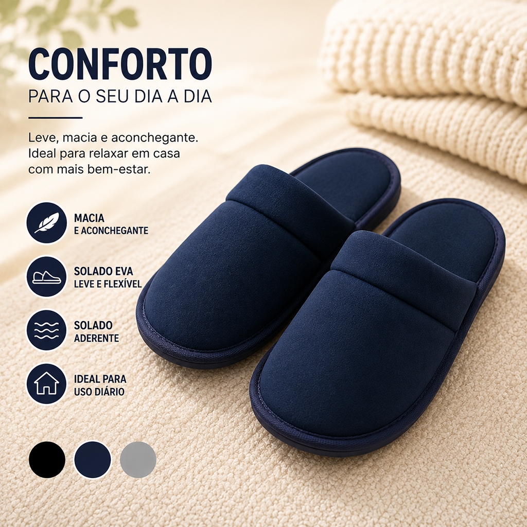 Pantufa Unissex Chinelo de Quarto Macia Confortável Leve Solado EVA