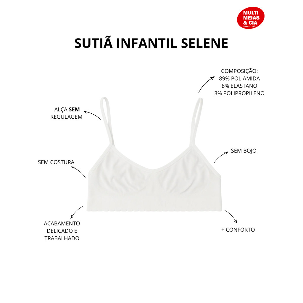 Kit 2 Sutiã Infantil Sem Costura Selene 20600