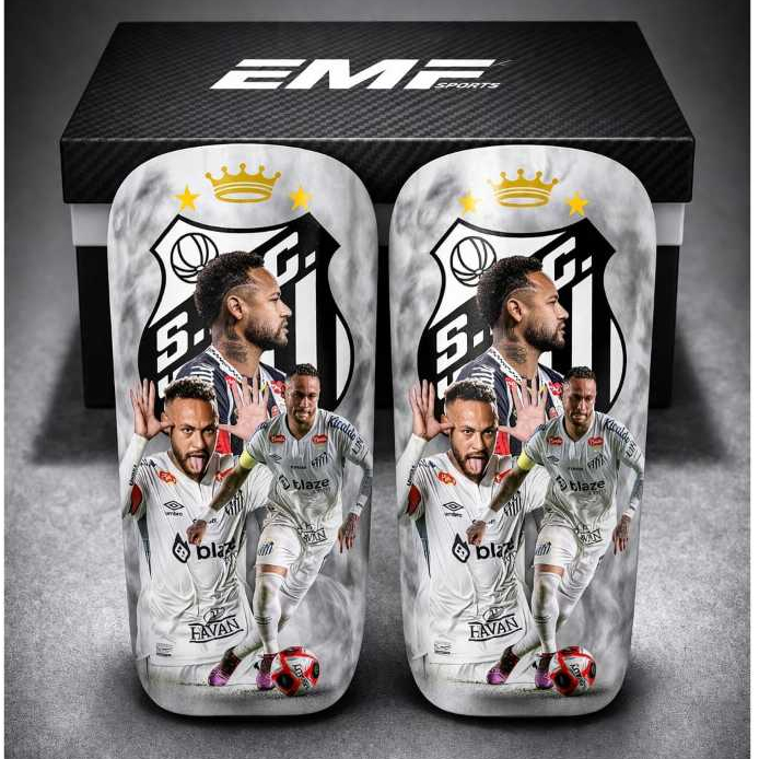 Caneleira Ney Personalizada ⚽ San e Bra | Proteção Leve Futebol Adulto/Infantil