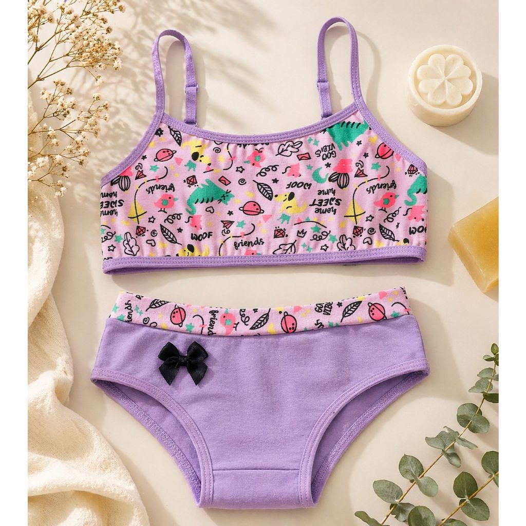 Conjunto Menina Moça sem Bojo Cotton Infantil Teen
