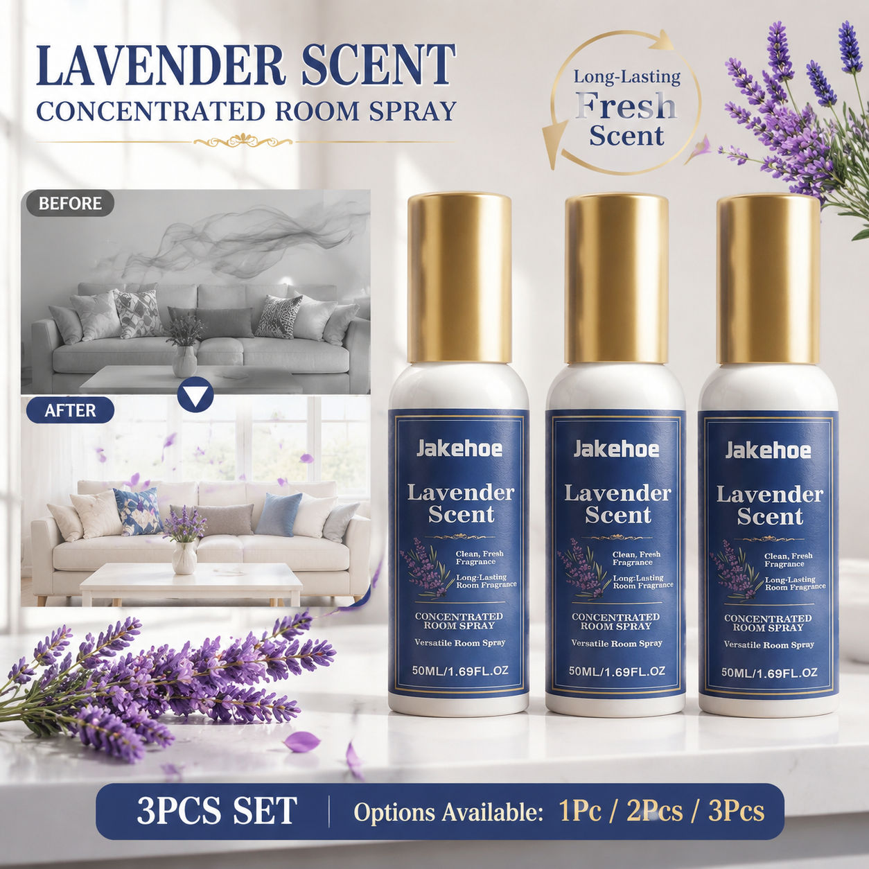 Spray de Ambiente com Extrato de Lavanda, Névoa Aromática Fresca para Casa e Escritório, 50ML