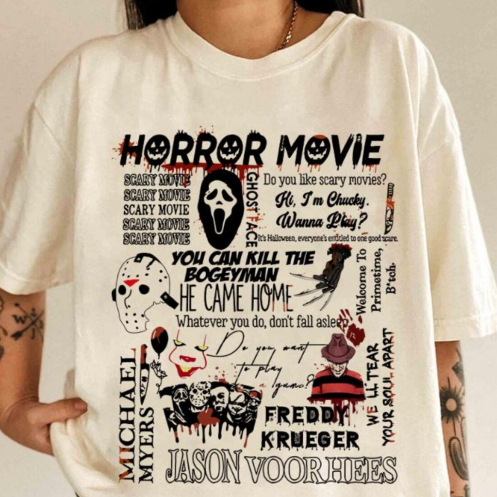 Camiseta Unissex Horror Movie Estampada Terror Halloween Jason Freddy Chucky Casual 100% Algodão Envio Rápido