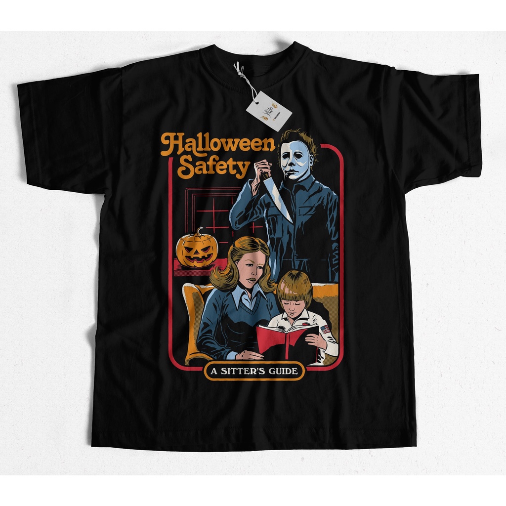 Camiseta Camisa Blusa Halloween Safety a Sitter's Guide Michael Myers Horror Movie Charaters Spooky