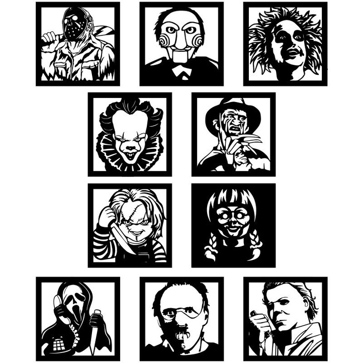 10 Quadros Horror Movies Halloween Dia Das Bruxas Mdf Vazado