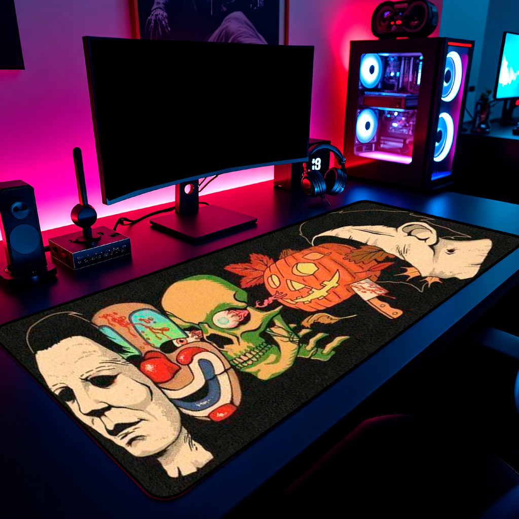 Mouse Pad Gamer Halloween Horror Movie 65x30cm 80x40cm 90x50cm 120x60cm Borda Costurada