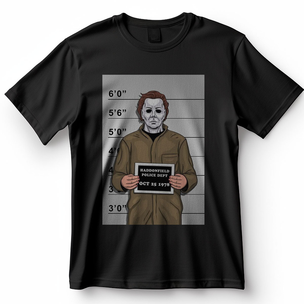 Camiseta Michael Myers Mugshot Halloween Filme Horror Chibi Blusa Camisa 100% Algodão