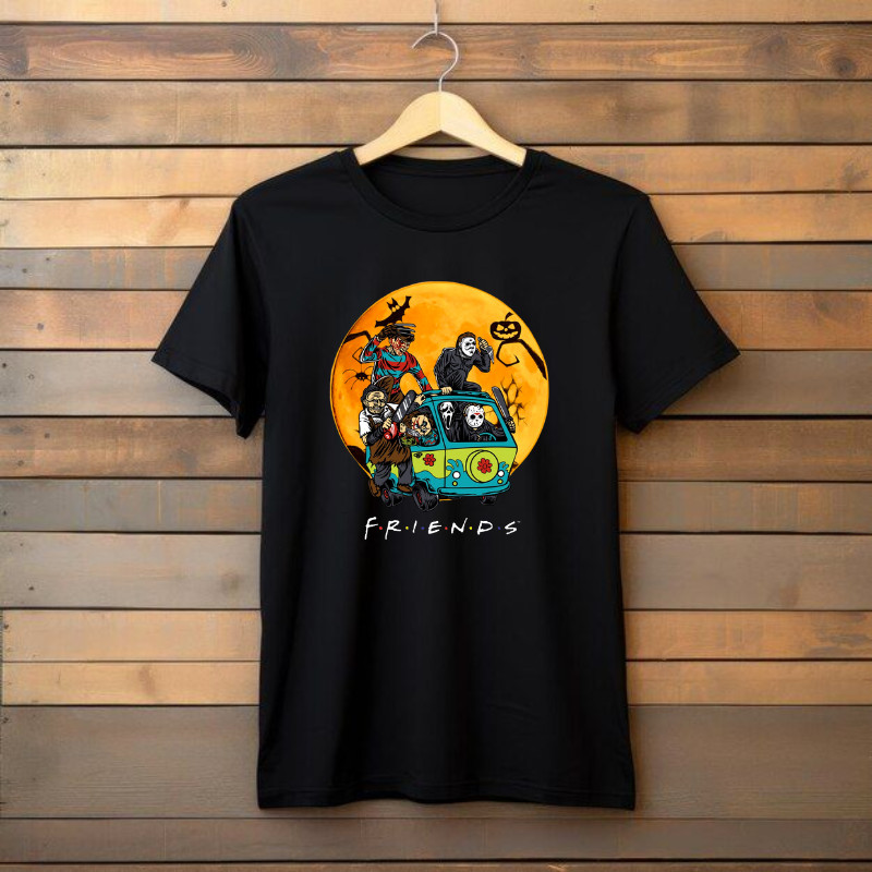 Camiseta Horror Friends Unissex T-shirt Halloween Masculina Blusa Personagens Filme Terror Feminino Premium Algodão