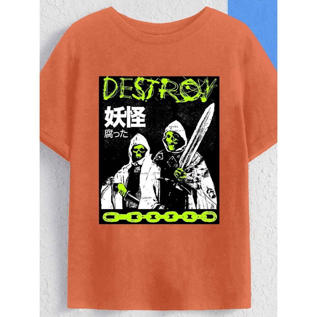 Blusa Destroy T Shirt Rock In Roll Nightclub Modern Horror Movies Halloween Camiseta Oversized