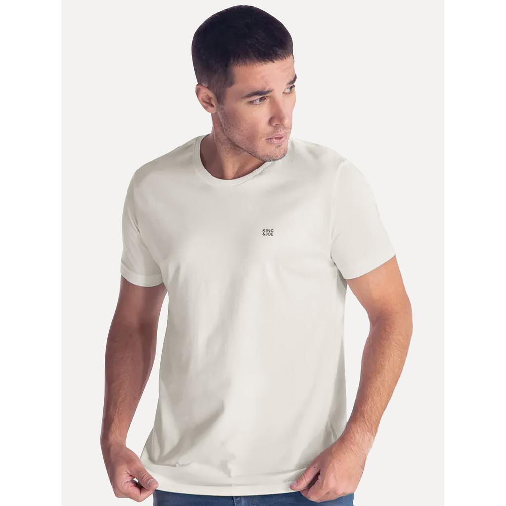 Camiseta King & Joe Masculina Slim Basic Black Small Logo Original Off-White