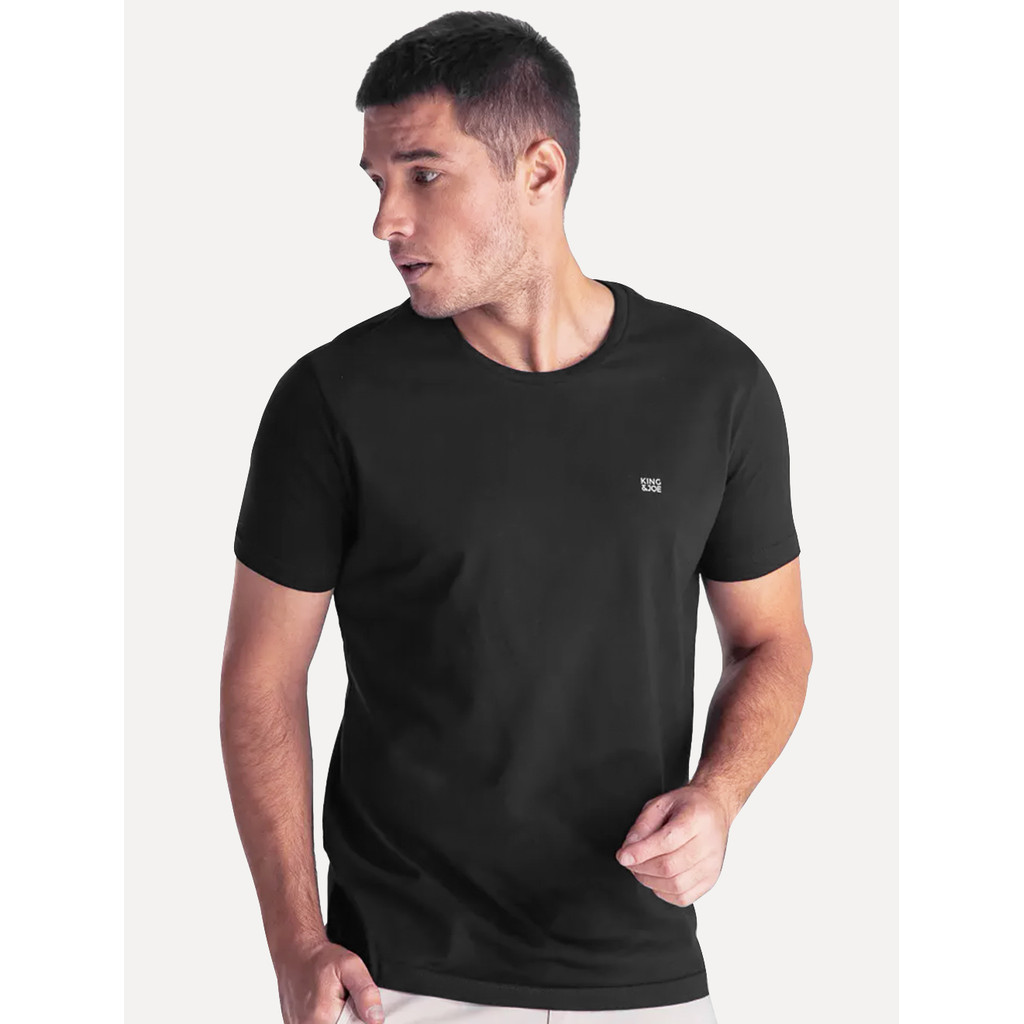 Camiseta King & Joe Masculina Slim Basic Light Small Logo Original Preta