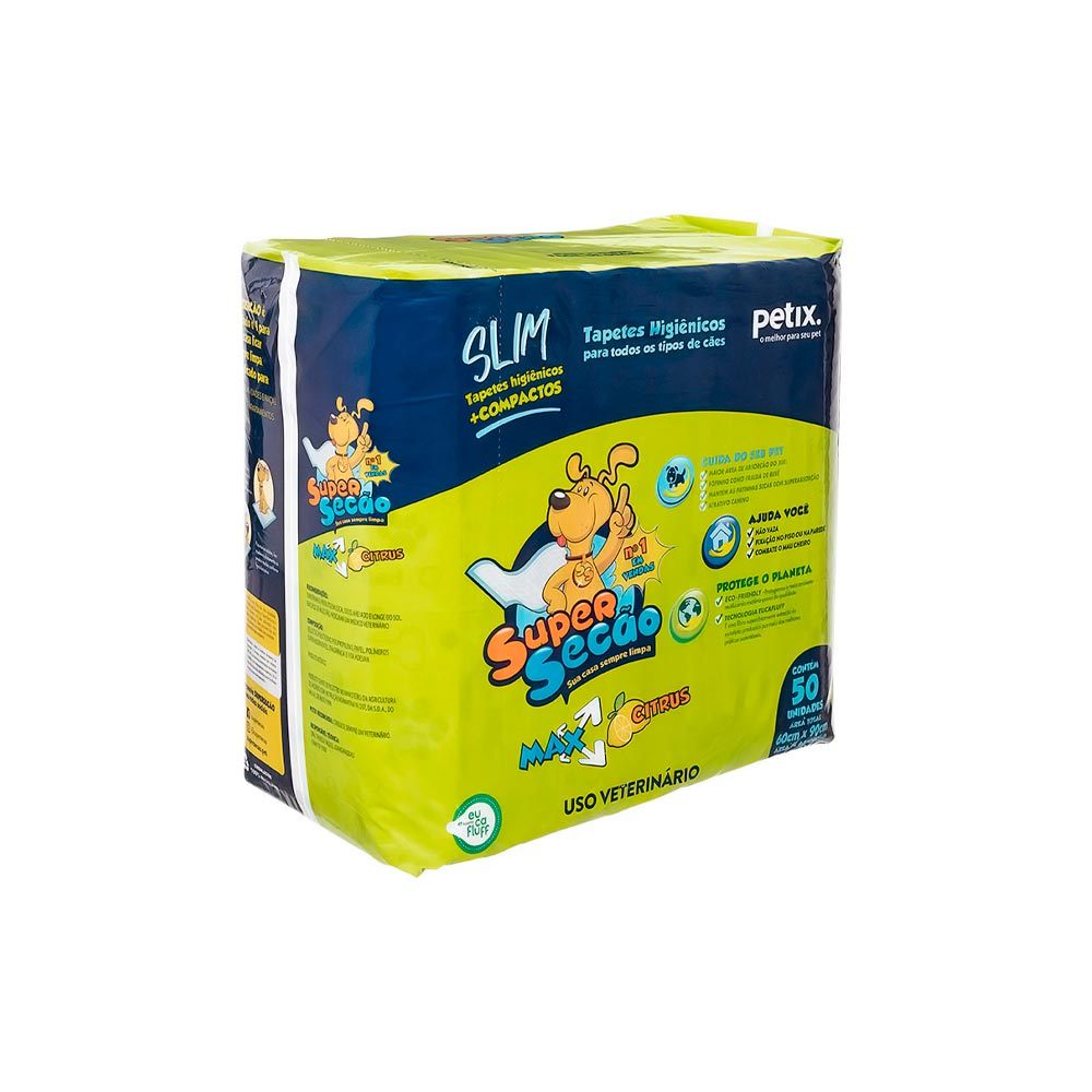 Tapete higiênico 60x90cm Super Secão Max Citrus Slim - 50 unidades