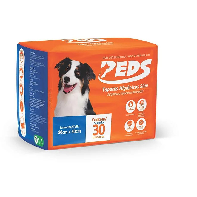 Tapete higiênico Peds Slim 80x60cm - Contém 30 unidades