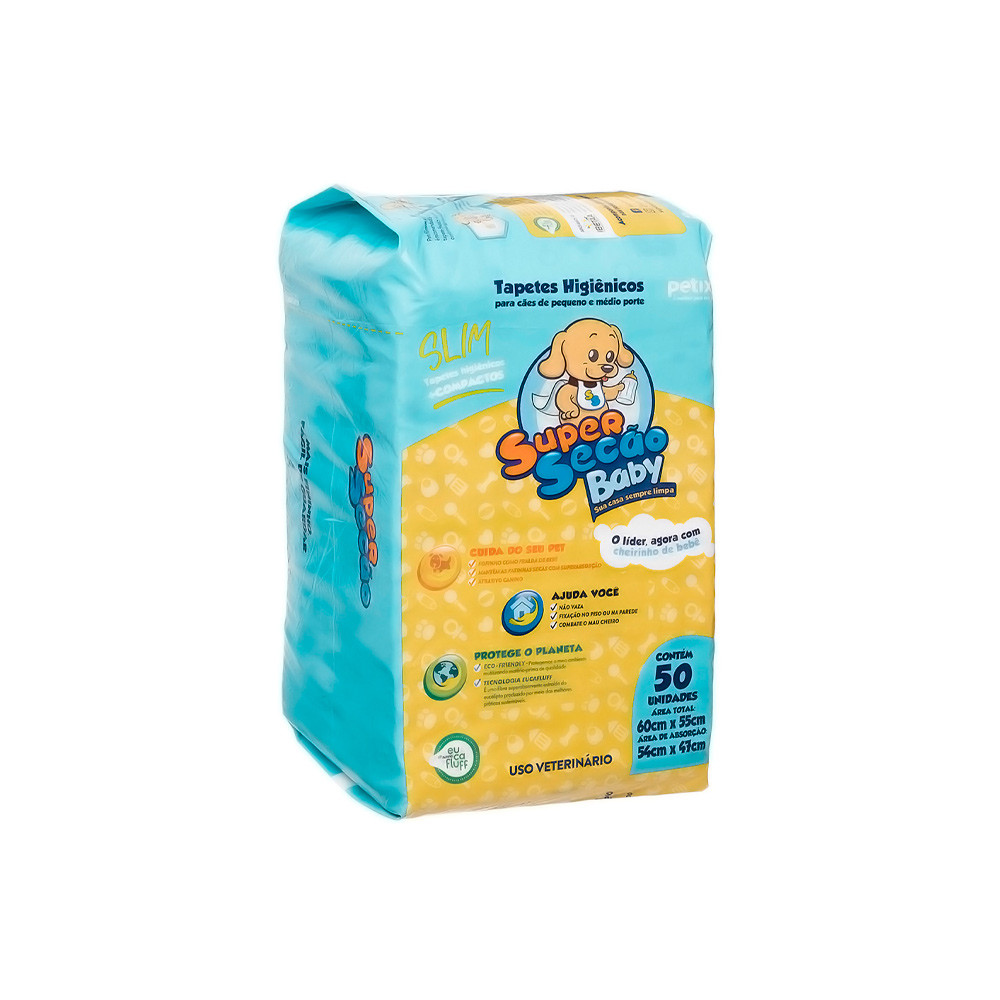 Tapete higiênico 60x55cm Super Secão Baby Slim - contém 50 unidades
