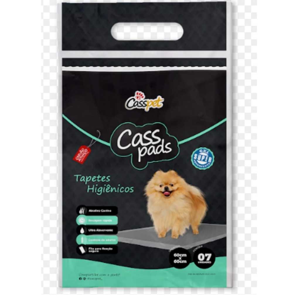 Tapete Higiênico Cães 60cm x 60cm Slim Carvão Ativado 7 unidades - CassPet