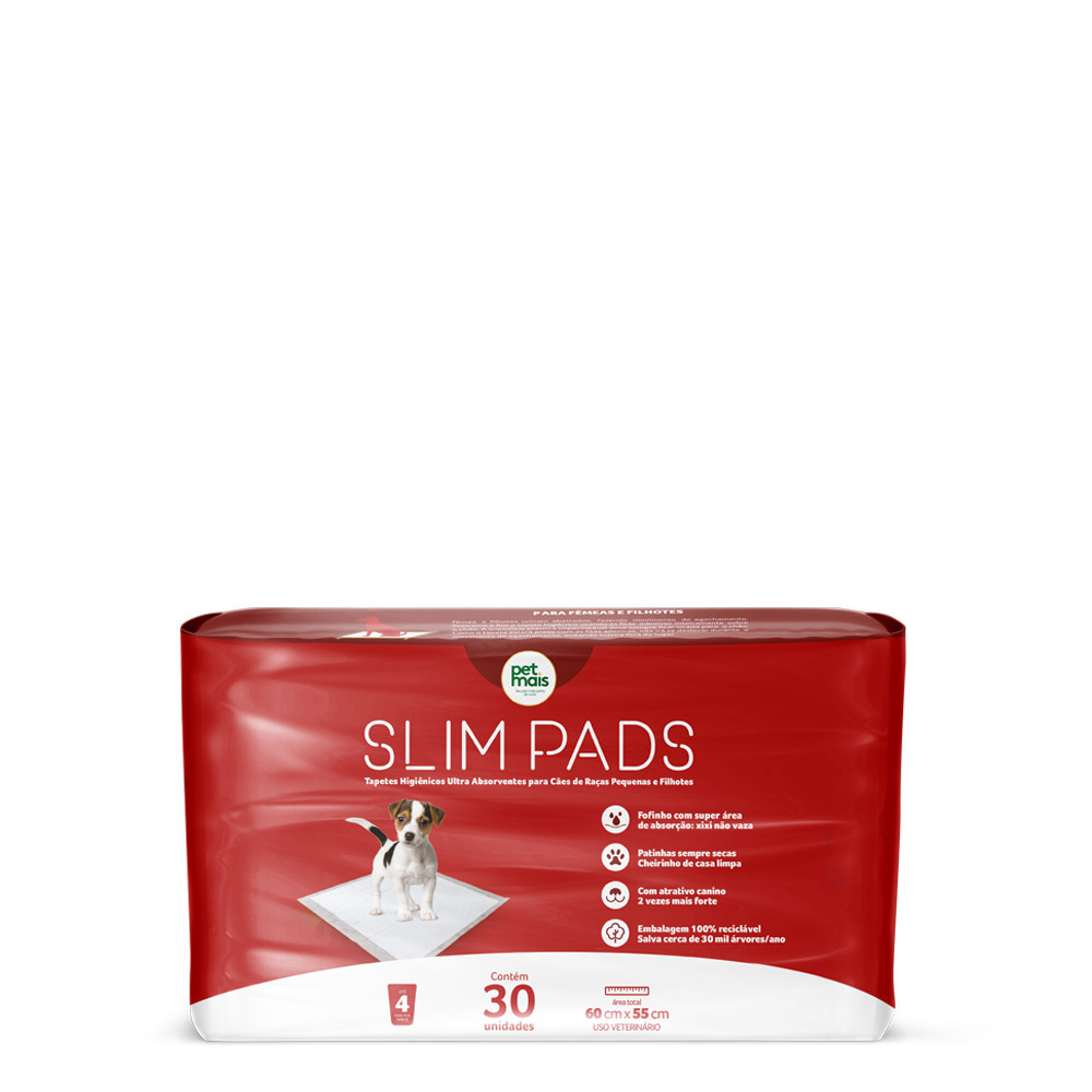 Tapete Higiênico PET MAIS SLIM PADS BABY 55X60cm com 30 unidades