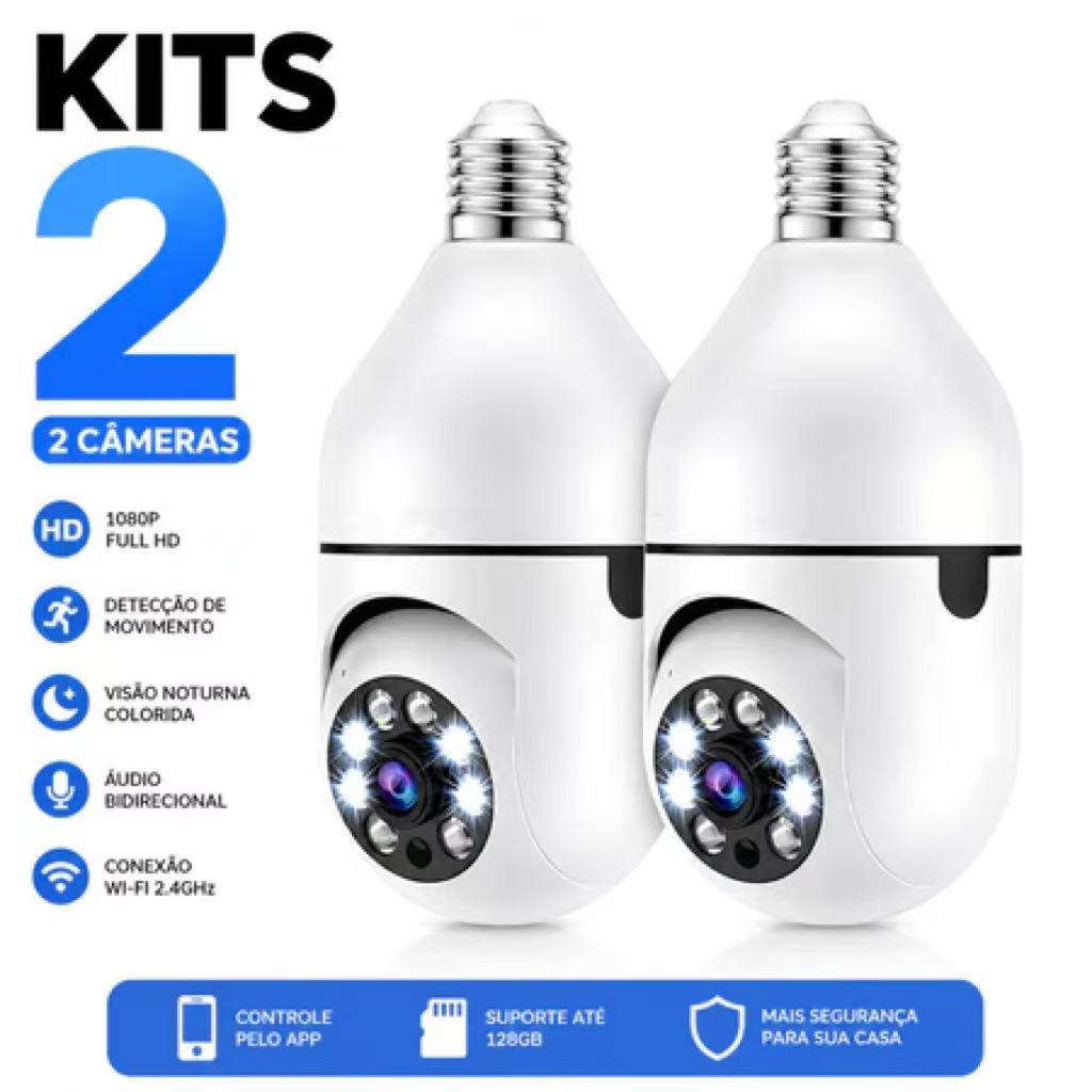Kit 2 WiFi Security Camera E27 Bulb 1080P Night Vision Two-Way Audio