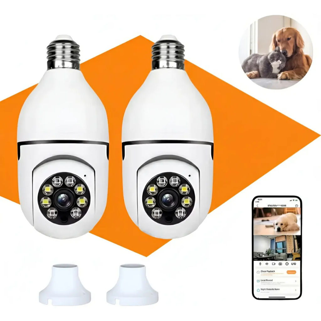 A6 E27 Bulb WiFi Camera, 360 Degree Indoor HD Security Cam with Night Vision