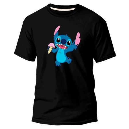 Camisetas Masculina Feminina Estampa Premium Lilo & Stitch Com Sorvete Algodão Lisa Casual Personalizada