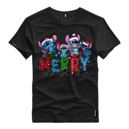 Camisa Personalizada Natal Merry Chystmas Lilo Camiseta Premium Algodão 2024