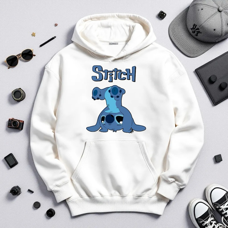 Moletom Canguru Unissex Stitch Desenho Filme Infantil Blusa de Frio Masculino Inverno Filme Lilo