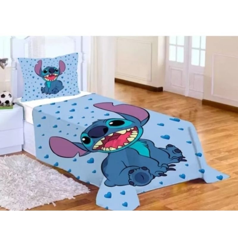 Kit Lençol Cama Solteiro Infantil Lilo E Stitch +fronha Luxo masculino