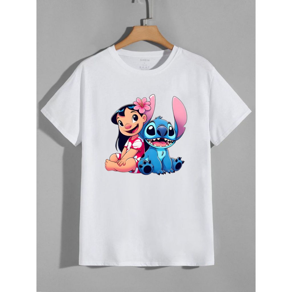 Camiseta Lilo e Stitch Infantil do 04 ao 16 Filme Desenho Camisa algodão Unissex Feminina Masculina