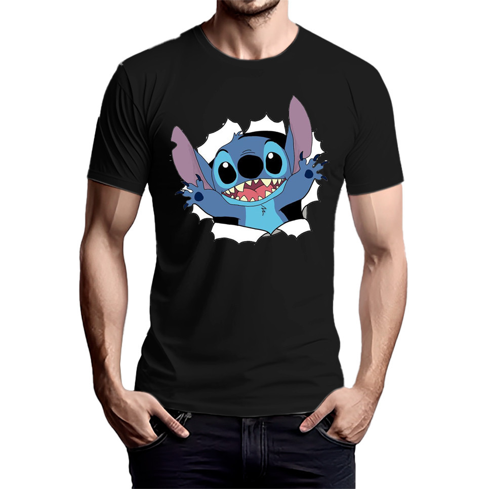 camiseta lilo stitch ohana camisa Filme De Desenho