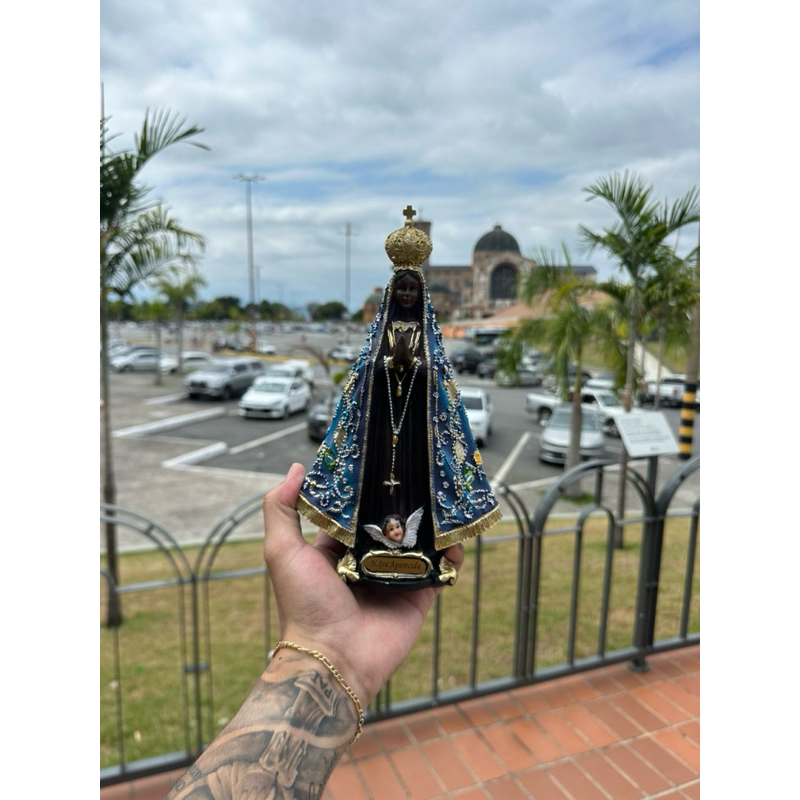 imagem de nossa senhora aparecida resina importada italiana 20cm