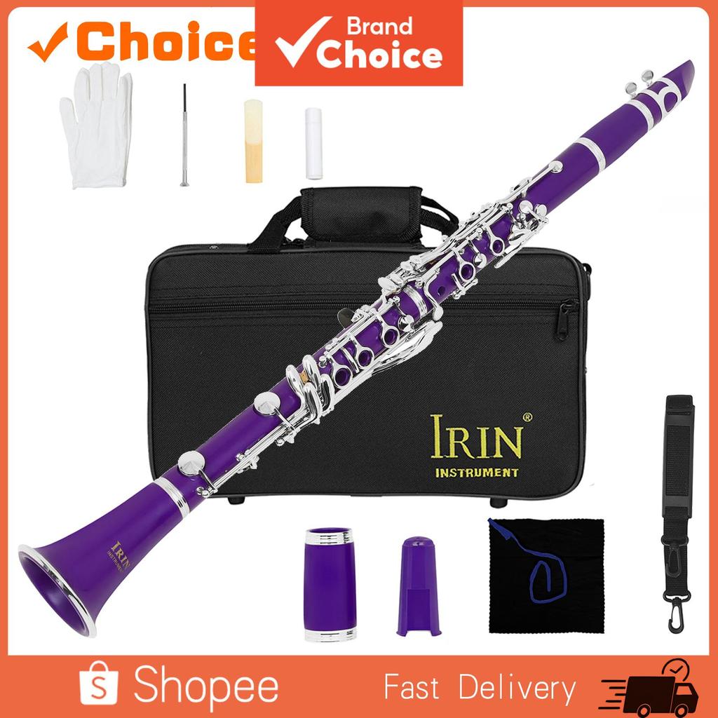 IRIN Bb Clarinete 17 Teclas 6 Anéis Chave Com Barril Duplo Almofadas Italianas Molas Importadas Inclui Caixa De Pano Ace