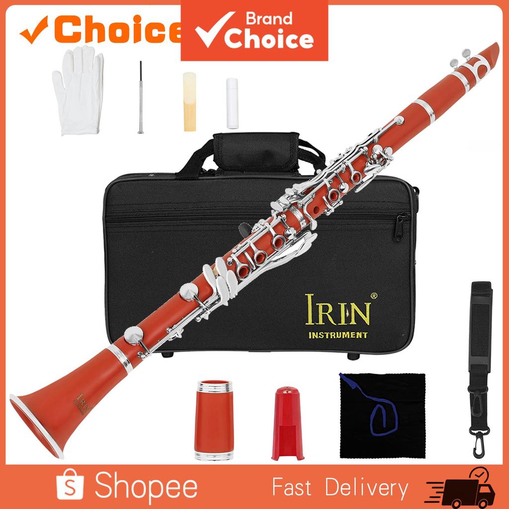 IRIN Clarinete Bb 17 Teclas 6 Anéis Chave Com Barril Duplo Almofadas Italianas Molas Importadas Para Estudantes Artistas