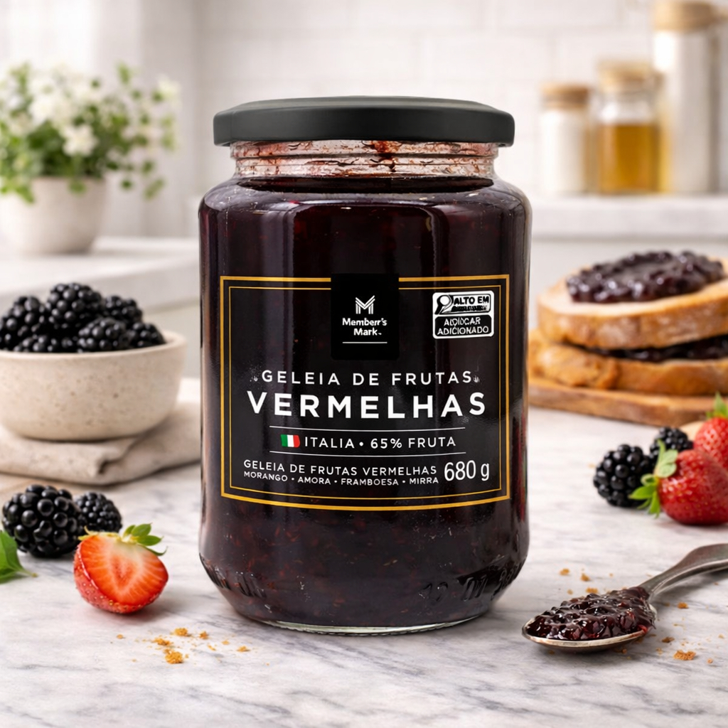 Geleia Italiana de Frutas Vermelhas Members Mark 680g – Pote de Vidro Tamanho Família