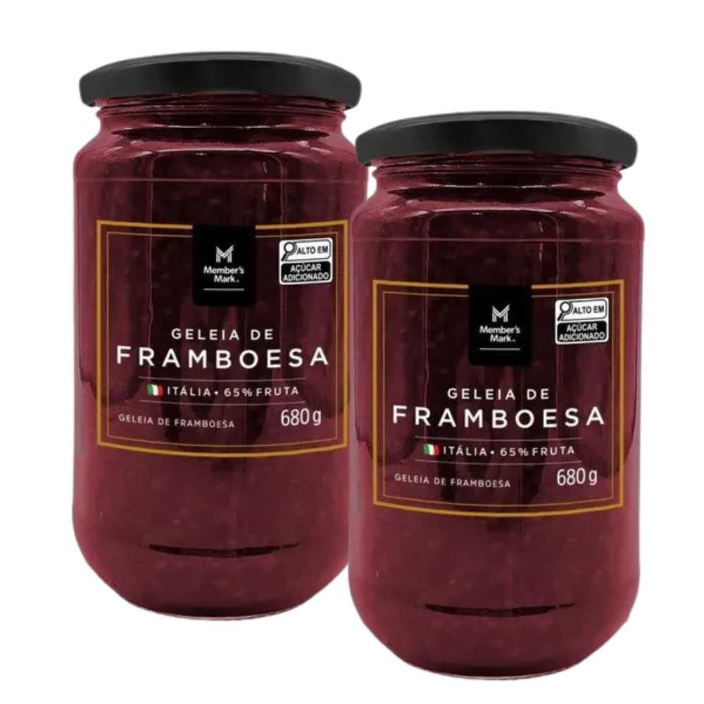 Kit 2 Potes Geleia de Framboesa Italiana Gourmet Members Mark 680g Vidro – Tamanho Família