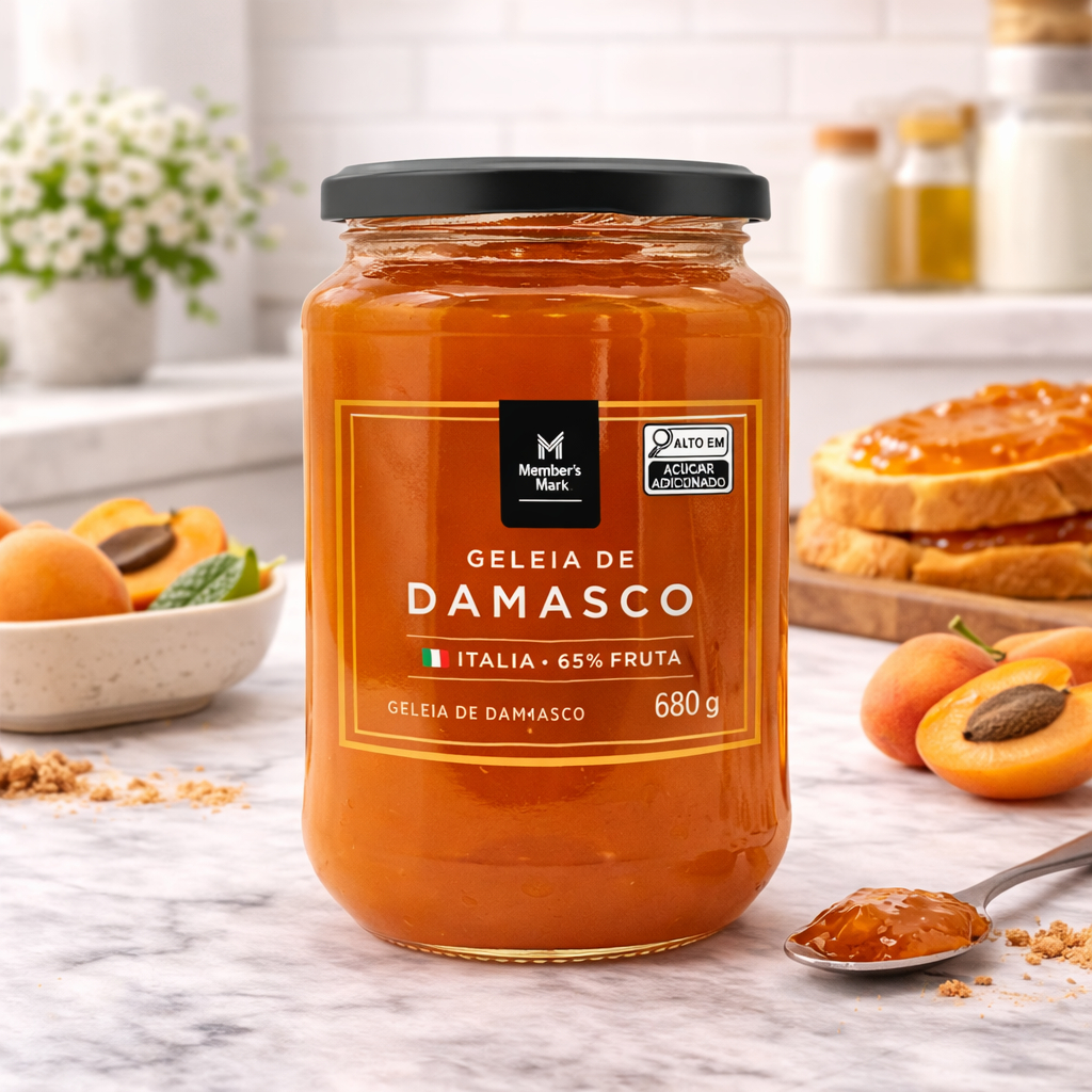 Geleia de Damasco Italiana Gourmet Members Mark 680g – Pote de Vidro Tamanho Família