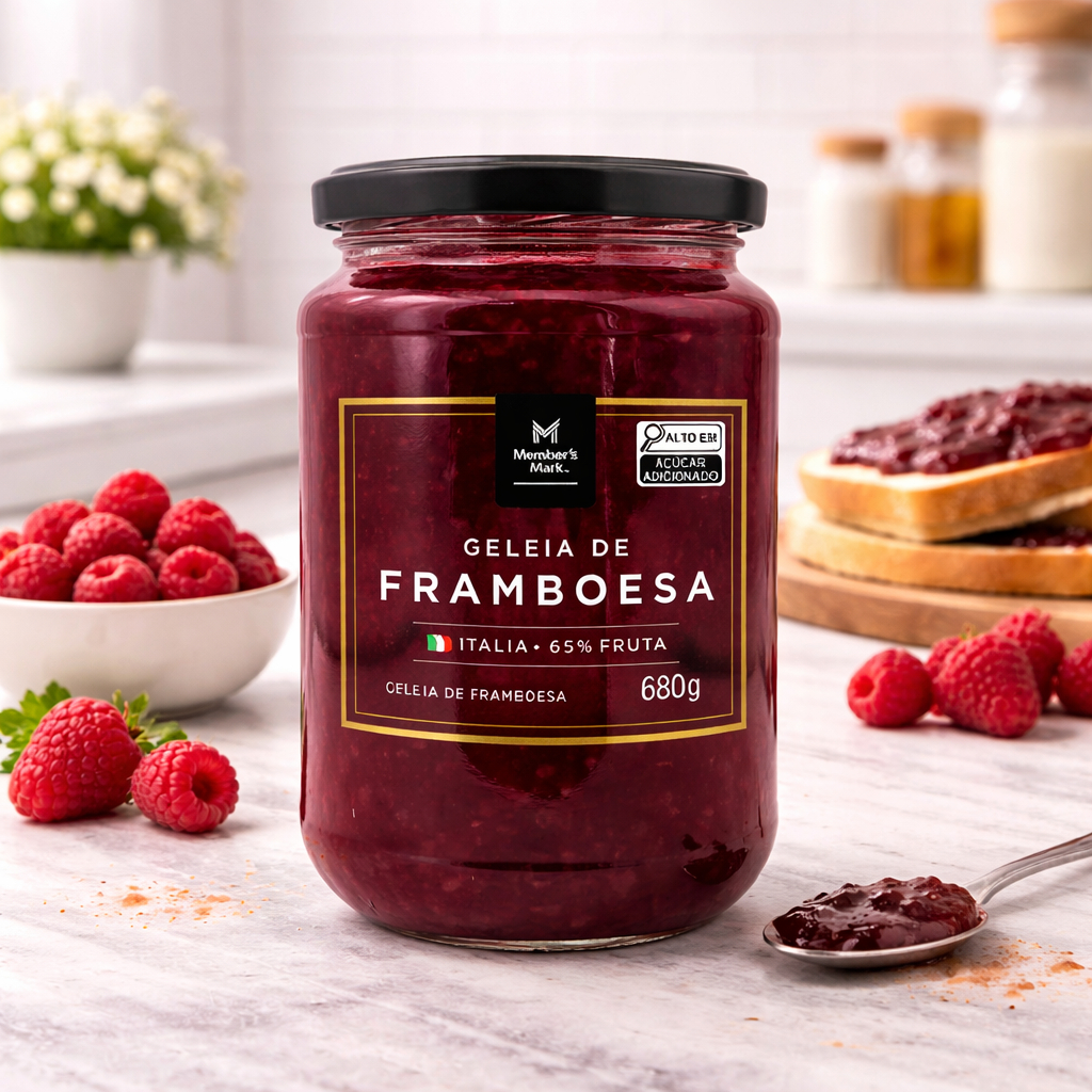 Geleia de Framboesa Italiana Gourmet Members Mark 680g – Pote de Vidro Tamanho Família