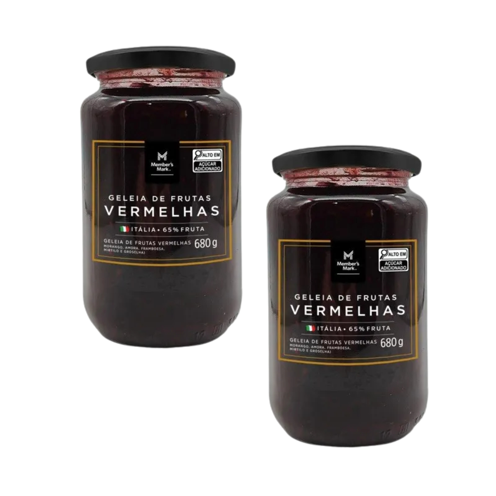Kit 2 Potes de Vidro Geleia Italiana de Frutas Vermelhas Members Mark 680g – Tamanho Família