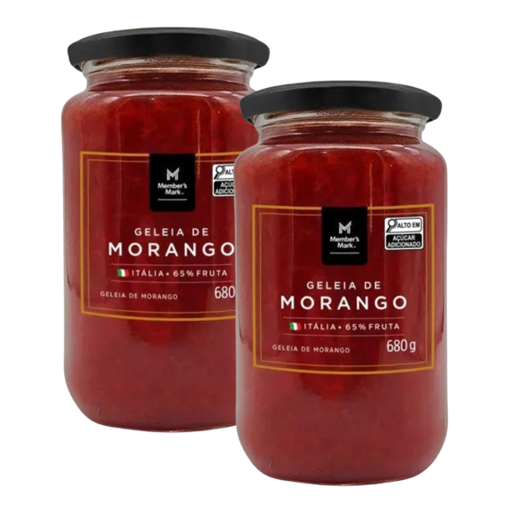 Kit 2 Potes de Geleia de Morango Gourmet Italiana Members Mark 680g Vidro – Tamanho Família