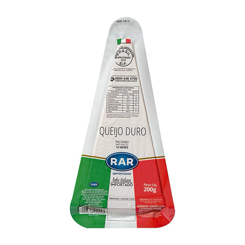 Queijo Duro Italiano RAR Importado 200g – Maturado 12 Meses