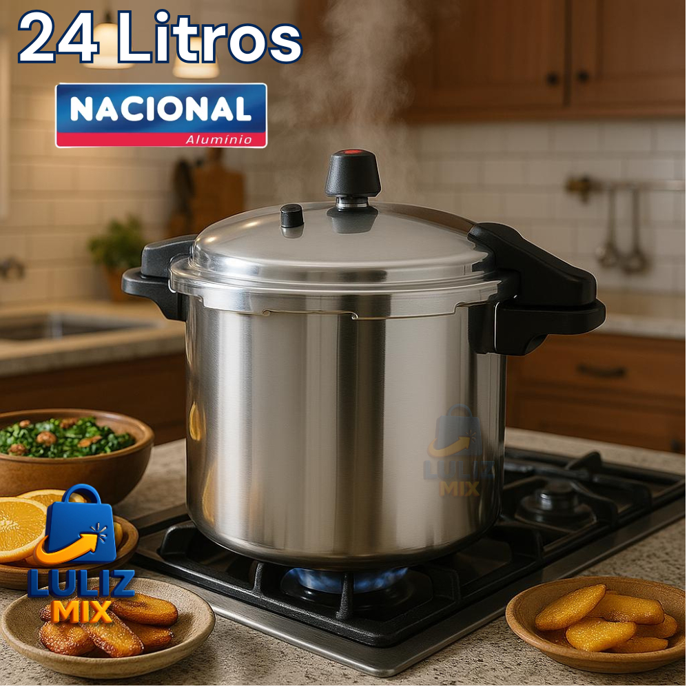 Panela de Pressão 24 Litros Profissional Hotel Fechamento Externo Alumínio Nacional Reforçado Grande