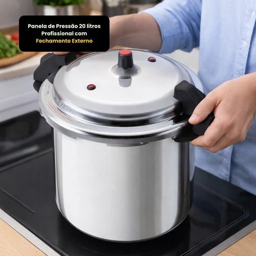 Panela Pressão Profissional 20 Litros Facilidade Fechamento Externo Feijão Feijoada