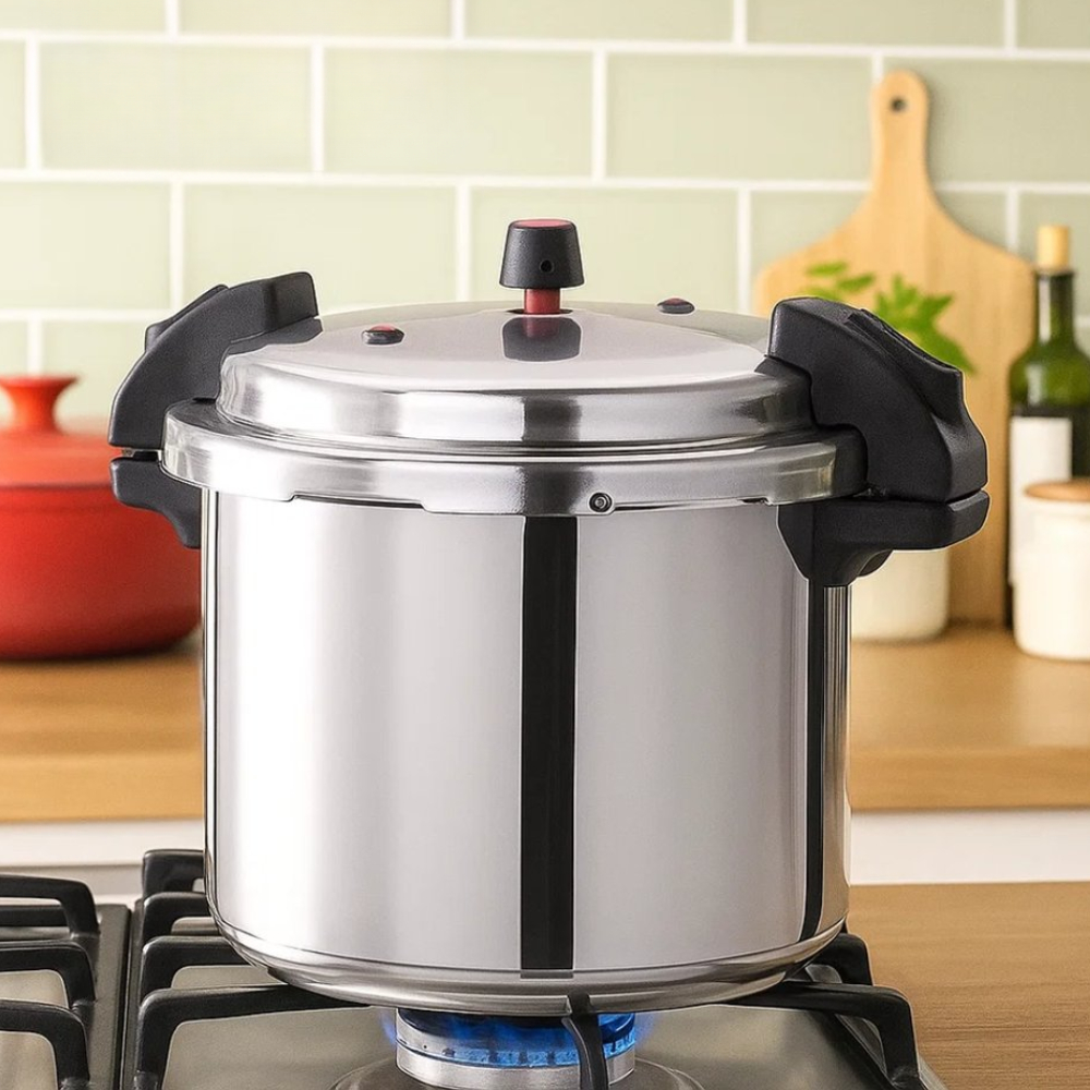 Panela de Pressão Profissional Cozinha Industrial Eventos Fechamento Externo Feijão Carne Legumes 24 Litros Alumínio