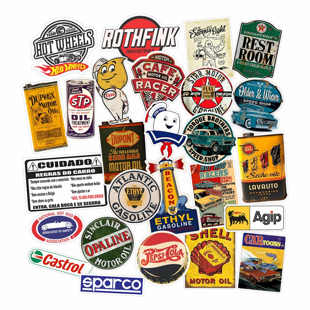 Adesivos Hoodride Marcas Retrô Vintage Old RatLook Kit A