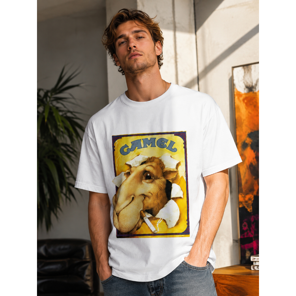 Camiseta Camel Vintage Retrô Masculina Estampada Streetwear Old School Oversized Casual
