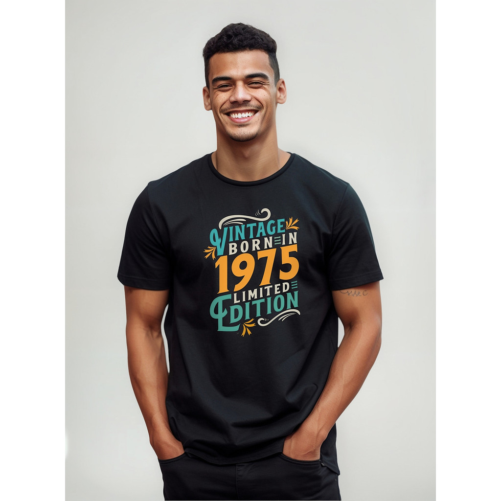 Camiseta Camisa Nascido Em 1975 Old School Vintage