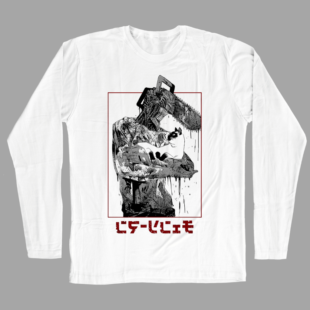 Camiseta Manga Longa Chainsaw Man Desenho