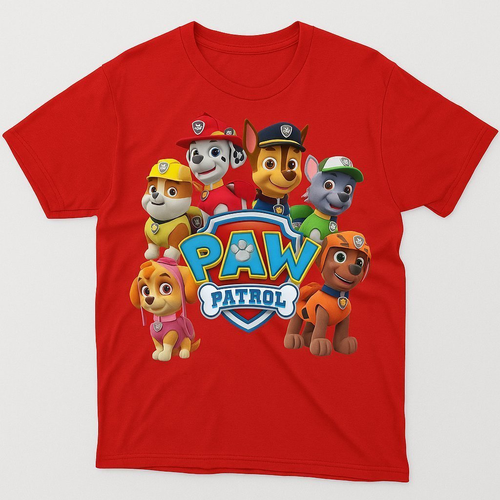 Camiseta Infantil Patrulha Canina 100% Algodão Cachorro Básica Do Desenho Manga Curta