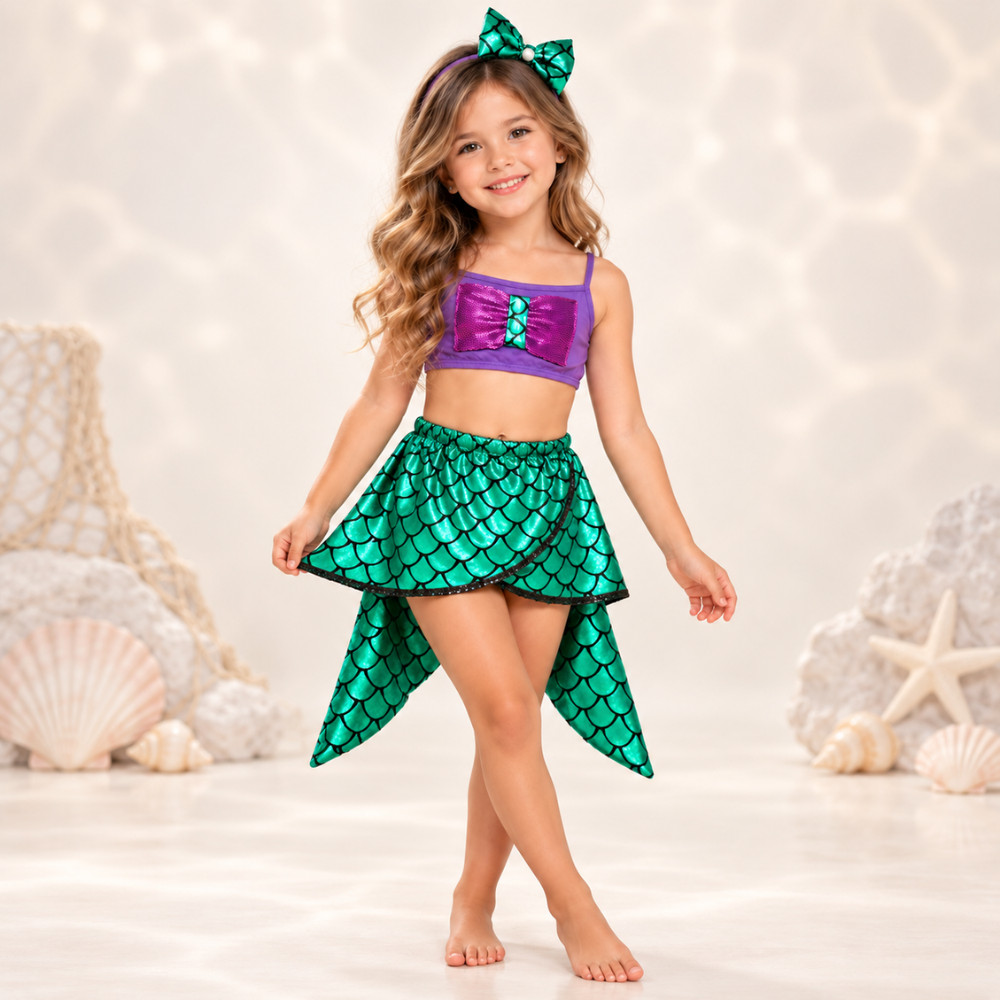 Look Sereia Infantil Menina Fantasia para Carnaval e Festa